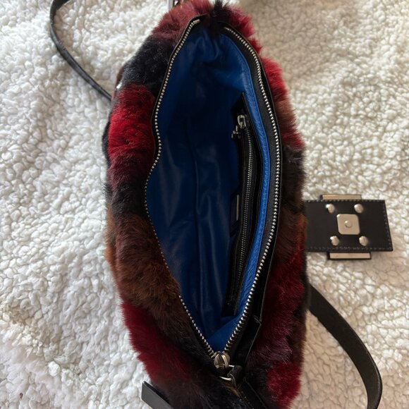 Rare FENDI 2010 Multicolor Rabbit Fur Baguette Shoulder Bag - Picture 5 of 11